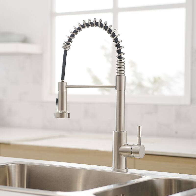 Modern Brushed Nickel Pull-out Single Handle Kitchen Faucet
