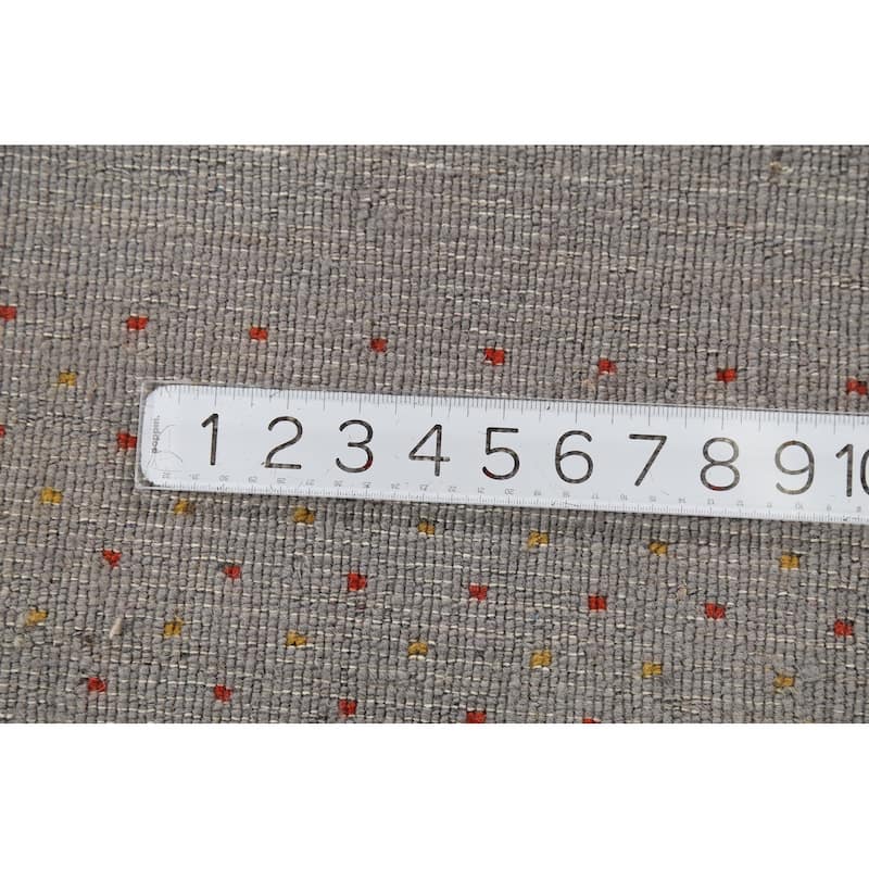 Gray Gabbeh Runner Rug Hand-Knotted Tribal Modern Wool Carpet - 2'10"x 9'7"