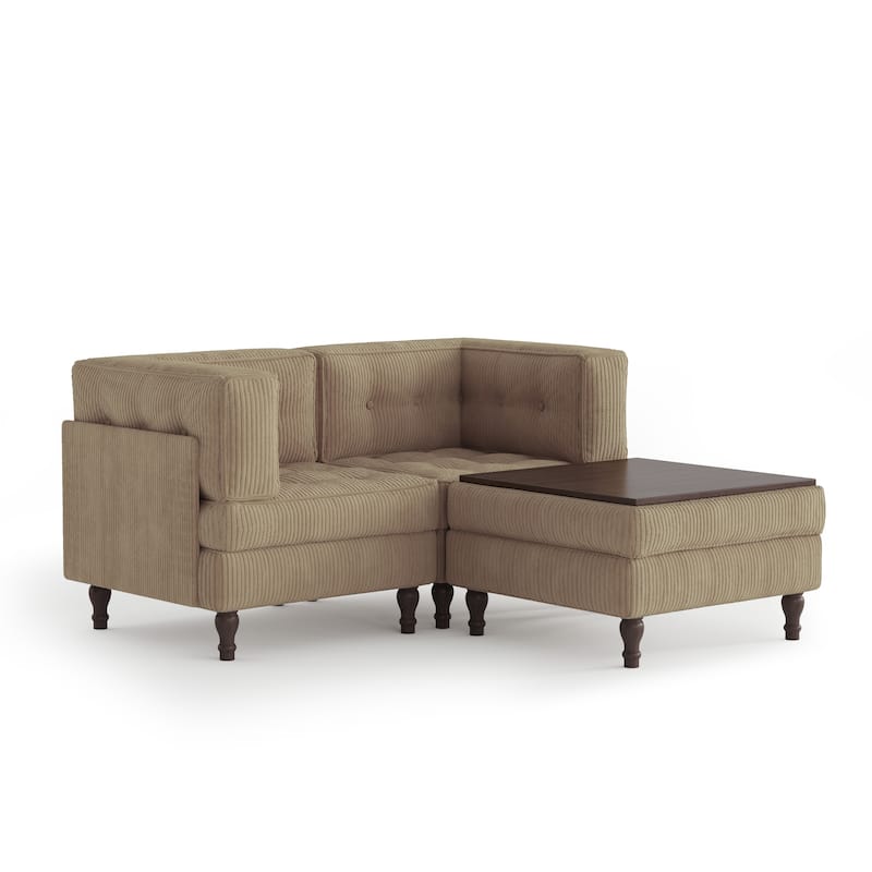 Oversized Sofa Corduroy Tufted Modular Sectional Set