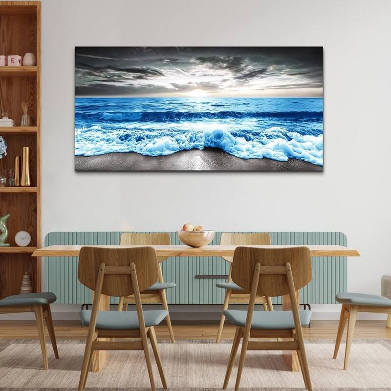 Blue Beach Sun Ocean Landscape Canvas Prints Wall Paintings
