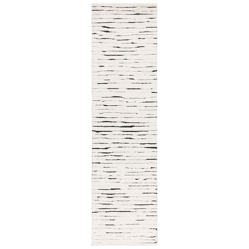 SAFAVIEH Handmade Casablanca Archna Shag Wool Rug - 2'3" x 9' Runner - Ivory/Black