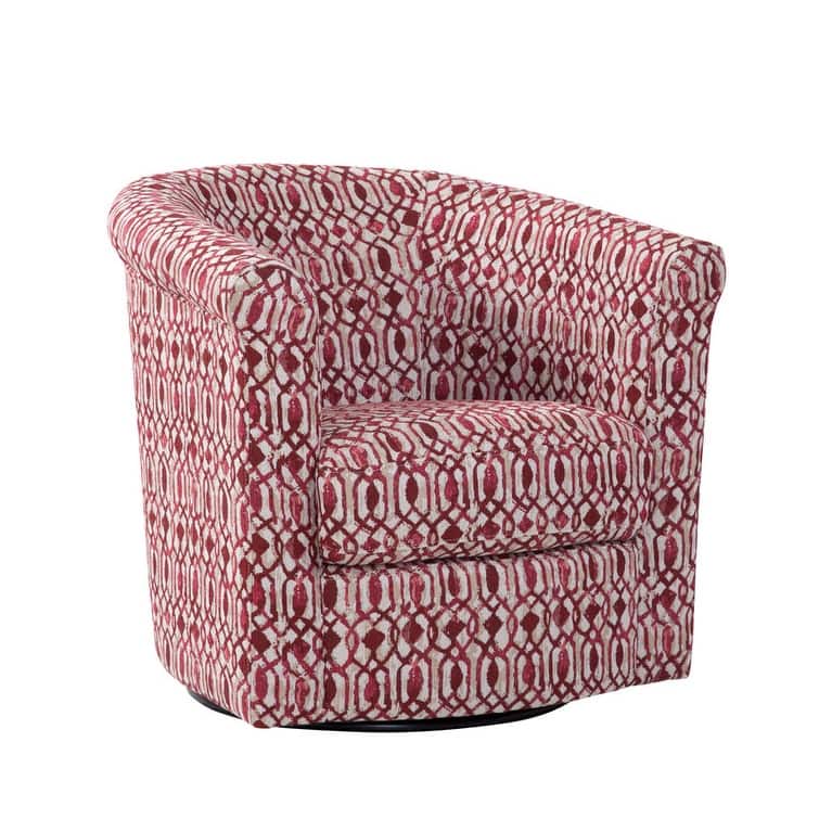 Marvel Traditional 360-degree Swivel Tub Chair - Chester Poppy Red and Tan
