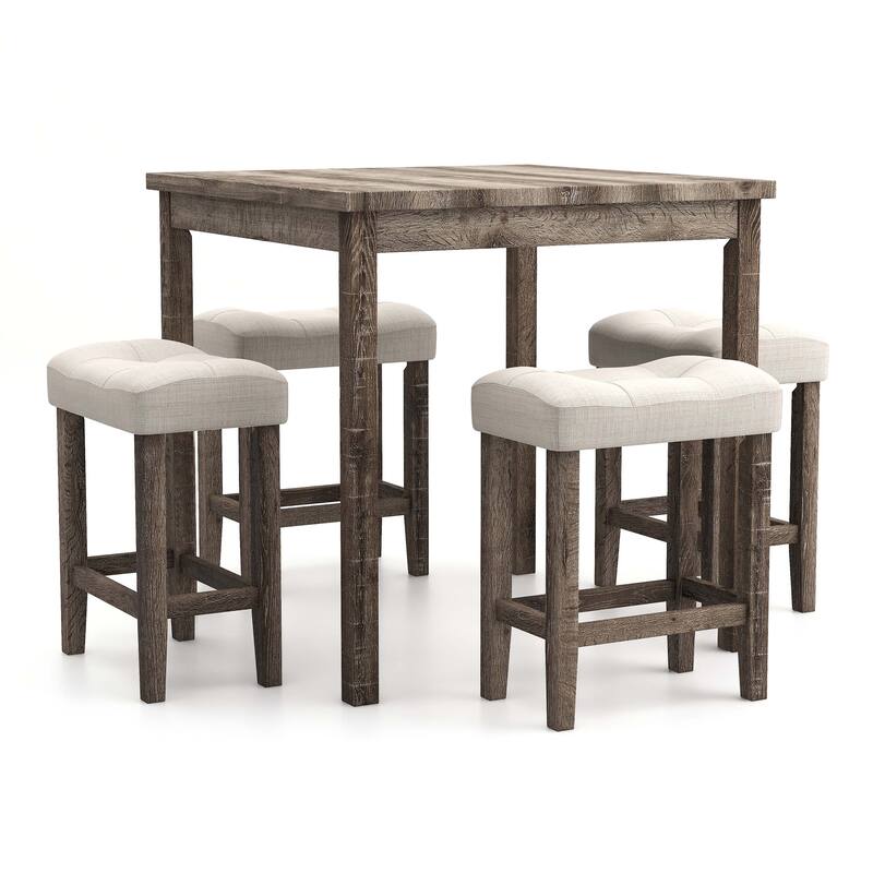 Yili Transitional Grey Wood 5-Piece Counter Height Dining Set with Stools by Furniture of America