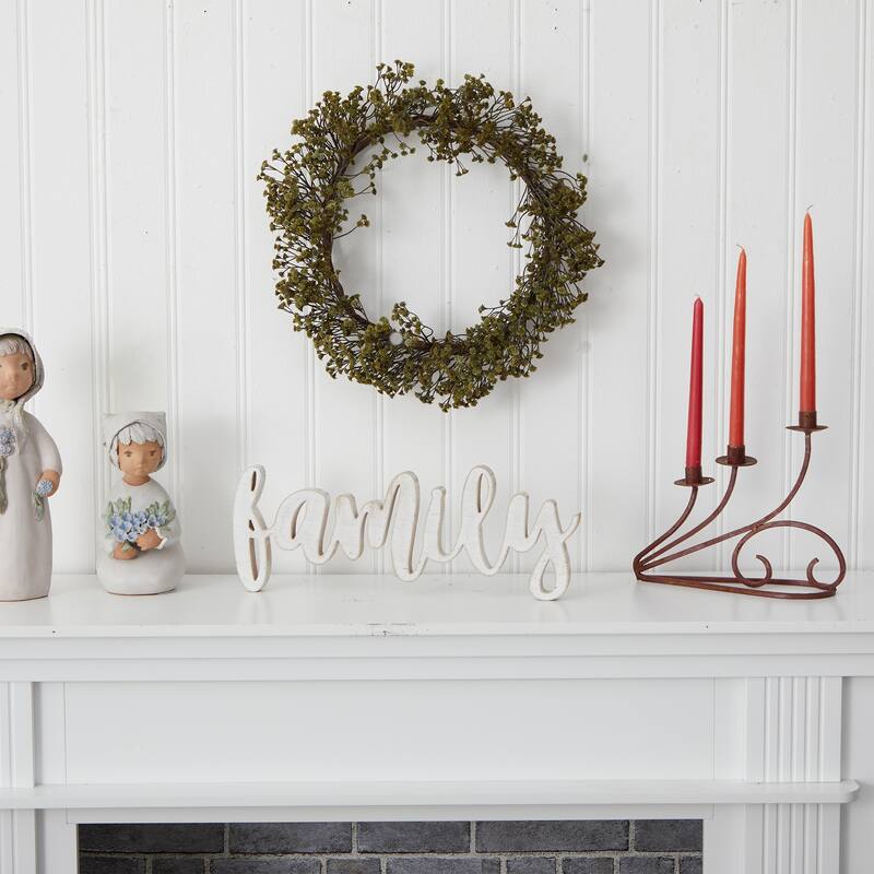 Gypsophila Artificial Fall Harvest Wreath, 20-Inch, Unlit