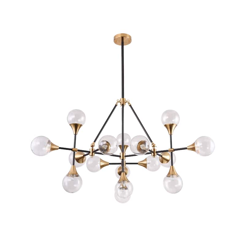 16 Light Black Metal Ceiling Fixture with Clear Glass Shades