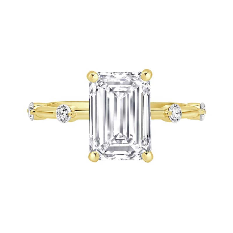 Auriya 14K Gold Tapered Emerald Lab Grown Diamond Engagement Ring 1.12 - 5.28ct. tw. (F-G, VS)