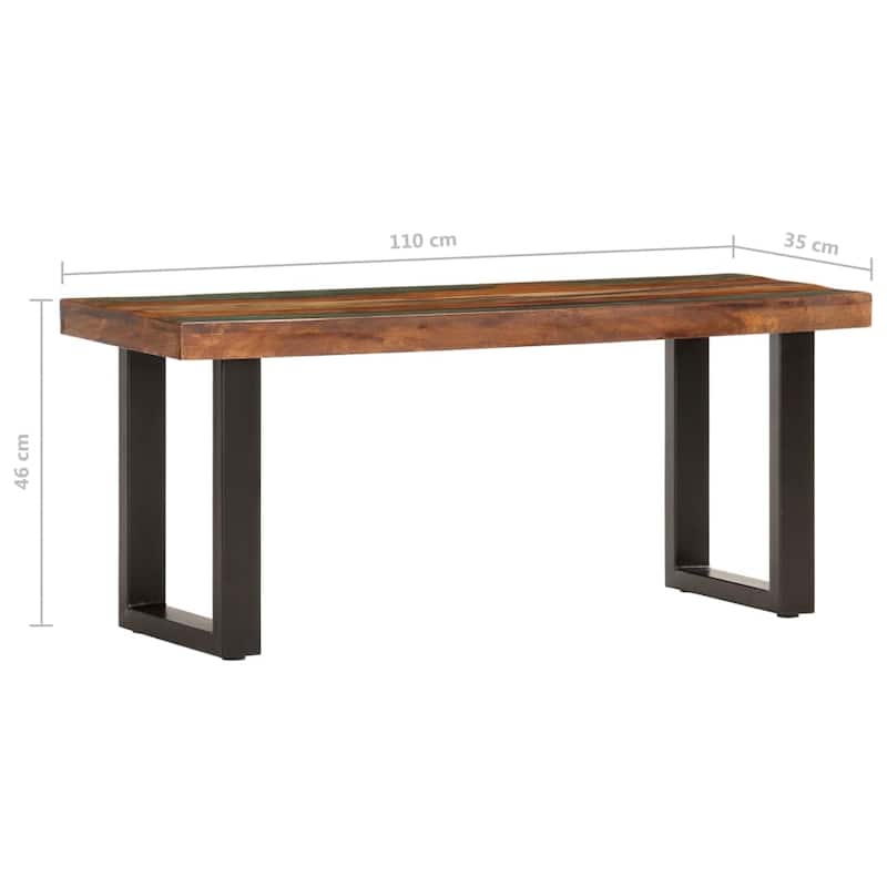 vidaXL Bench Steel Wooden Outdoor Bench 43.3"/63" Solid Mango/Reclaimed Wood