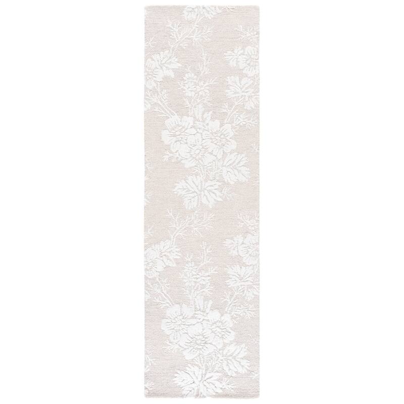 SAFAVIEH Handmade Glamour Riga Modern & Contemporary Viscose Rug - 2'3" x 8' Runner - Silver/Ivory