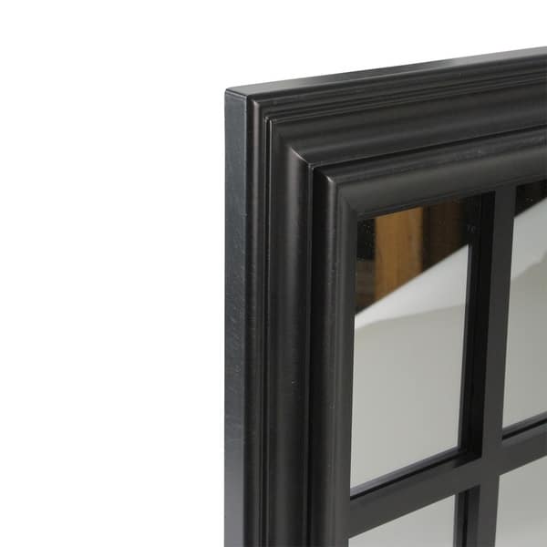 Shop 17 Black Contemporary Windowpane Square Wall Mirror