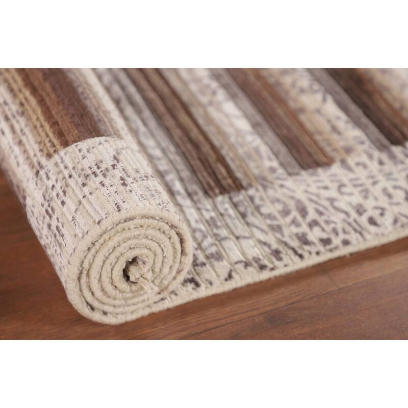 Modern Accent Rug Handmade Indian Abstract Wool Carpet - 2'9"x 5'2"