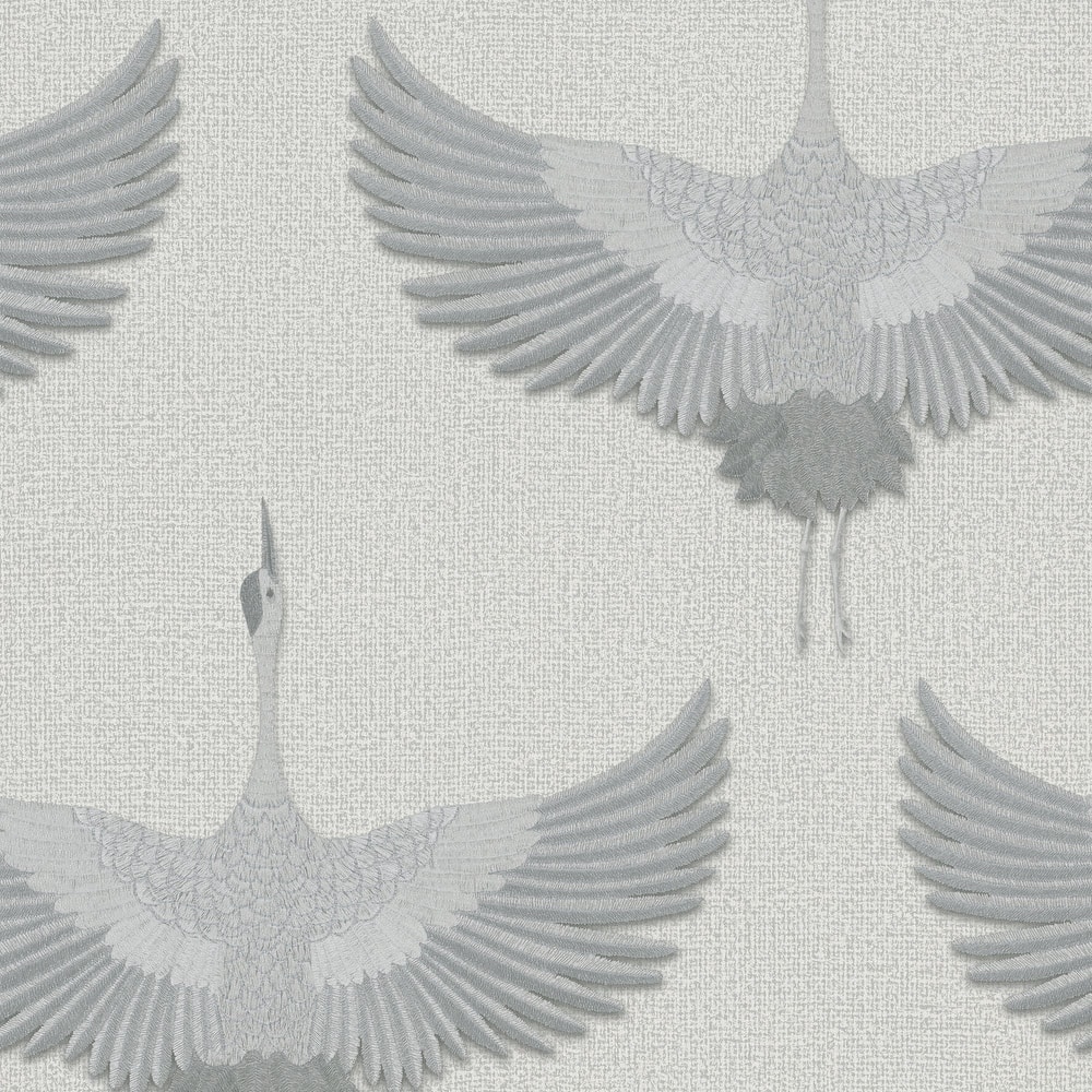 Galerie Wallcoverings Kumano Textured Stork Design Vinyl on Non-woven Pearlescent Wallpaper Roll