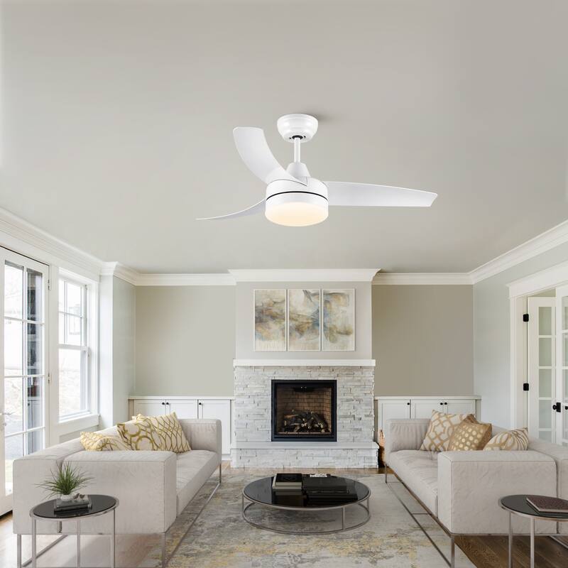 YUHAO Modern 42-in. Integrated LED Propeller Ceiling Fan Lighting with Remote Control - 42