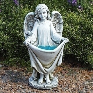 18.5" Gray and Blue Joseph's Studio LED Solar Powered Angel Holding ...