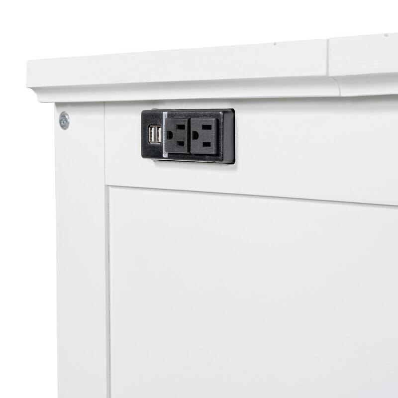 Solid Pine Murphy Bed Chest - Cube Cabinet Bed with Charging Station and Large Storage Drawer