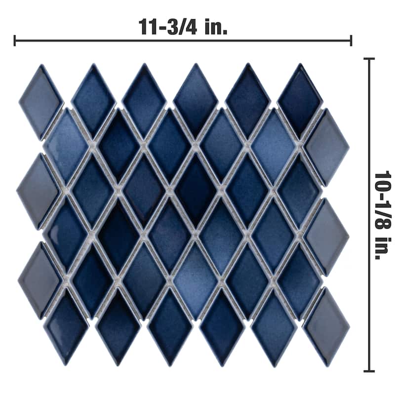 Merola Tile Hudson Kite Midnight 10-1/8" x 11-3/4" Porcelain Mosaic Floor and Wall Tile