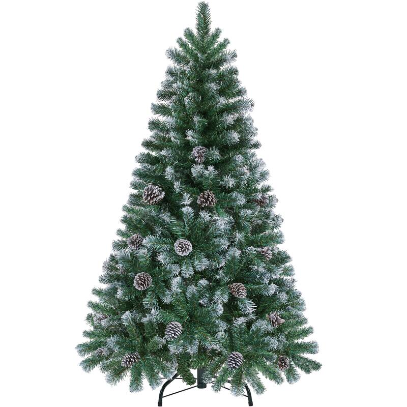 Yaheetech 4.5FT/6FT/7.5FT Pre-decorated Frosted Artificial Christmas Tree