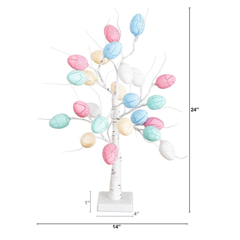 2-ft Pre-Lit Artificial Easter Egg Twig Tree with 24 LED Lights