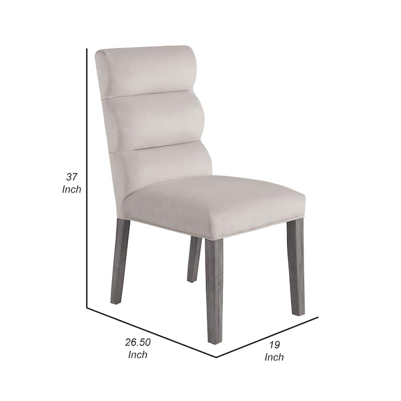 Cary Dining Chair Set of 2, Stone Gray Fabric, Tufted Foam Filled Cushion