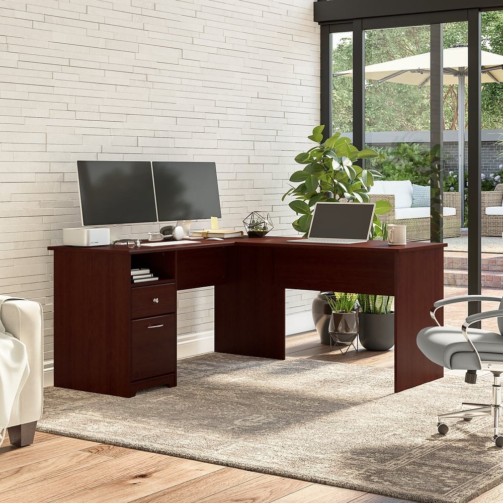 Cabot 60W L-Desk with Hutch and Drawers by Bush Furniture
