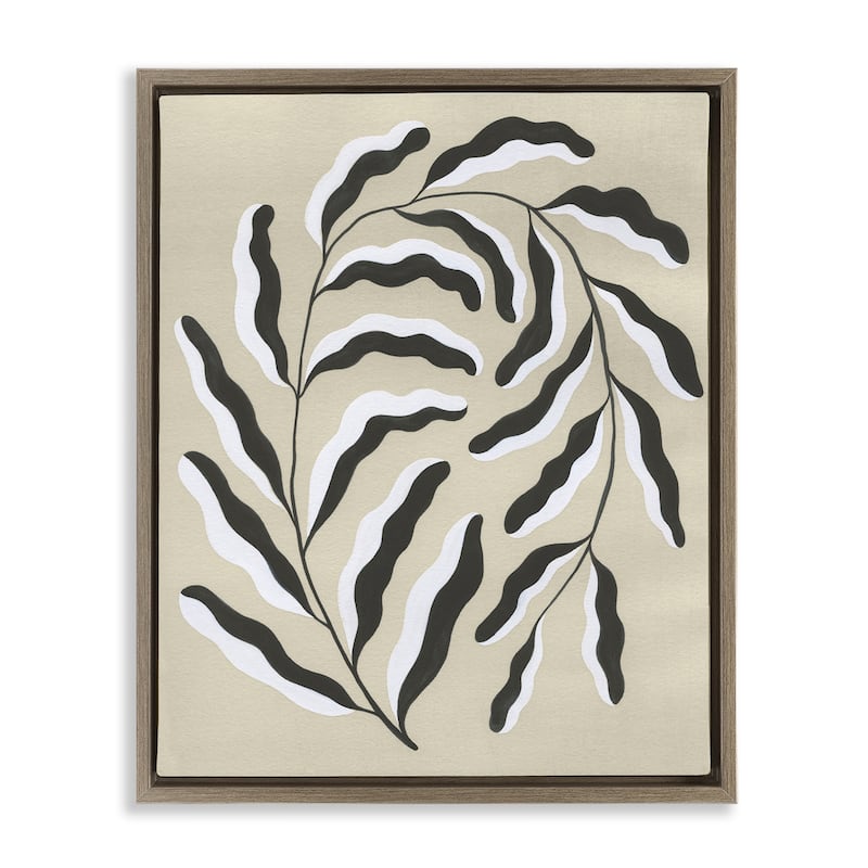 Stupell Curved Blooming Botanical Framed Floater Canvas Wall Art Design By Grace Popp - 25 x 31 - Brown