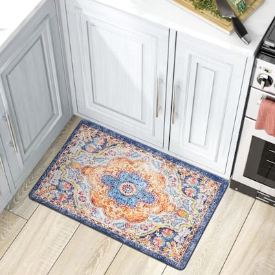 World Rug Gallery Distressed Bohemian Vintage Anti-fatigue Standing Mat