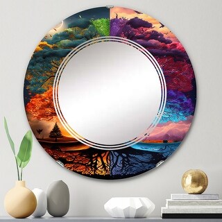 Designart 'Tree Of Life Day And Night II' Printed Landscape Forest Wall ...