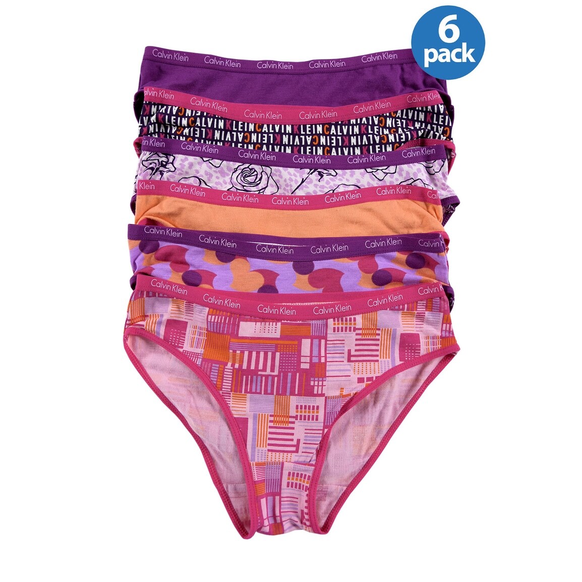 Shop Calvin Klein Girls Stretch Bikinis Pink Assortment 6 Pack