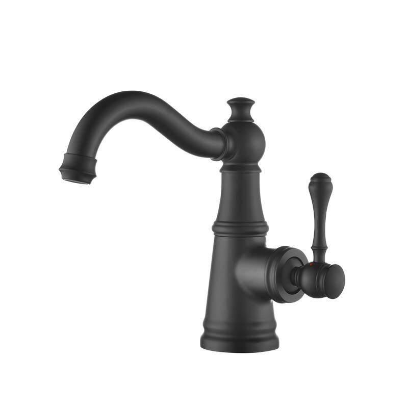 8.1"H Solid Brass Single-handle Bathroom Sink Faucet - Matte Black