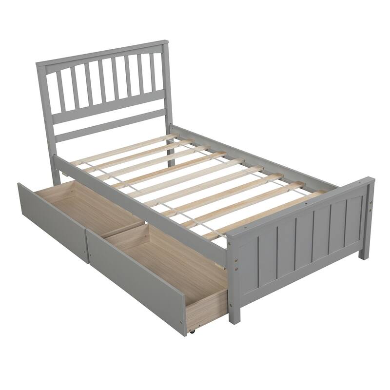 Elegant Twin Bed Frame with Storage Drawers