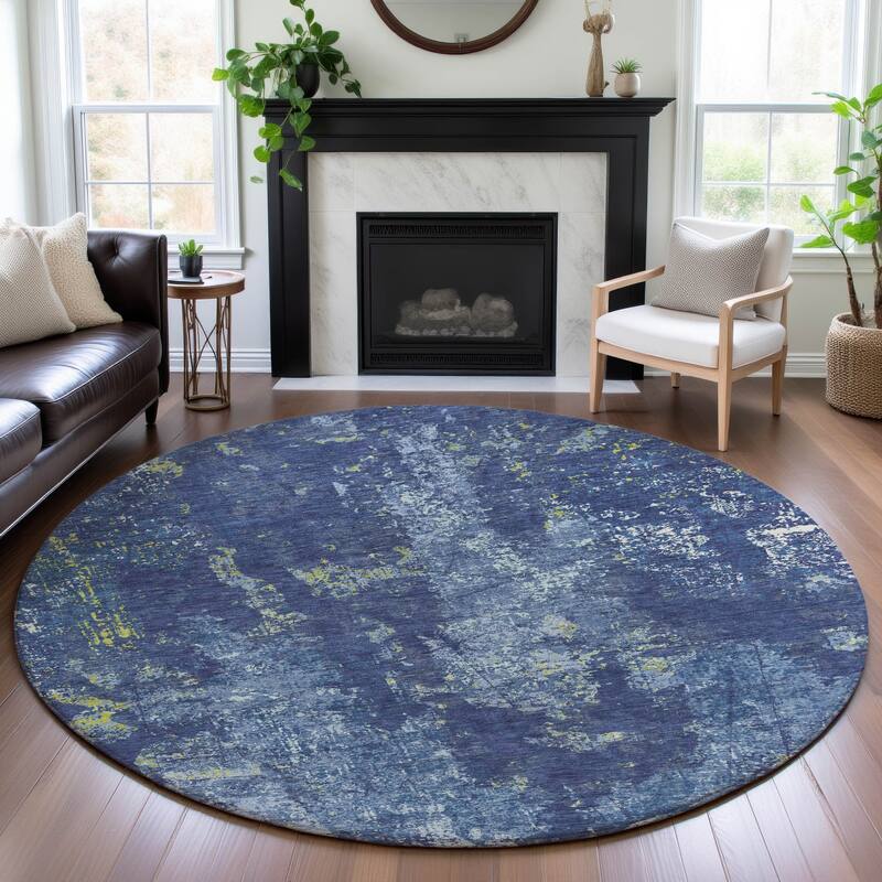 Premium Washable Super Soft Abstract Glam Mayfield Rug - Navy - 8' x 8'