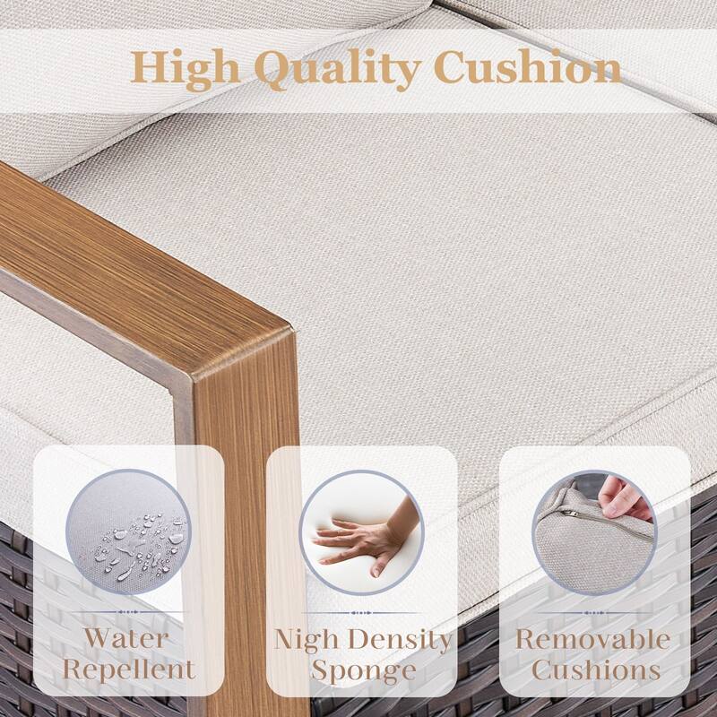 Pocassy Outdoor 30" Fire Pit Table with Sofa Swivel Chair Set