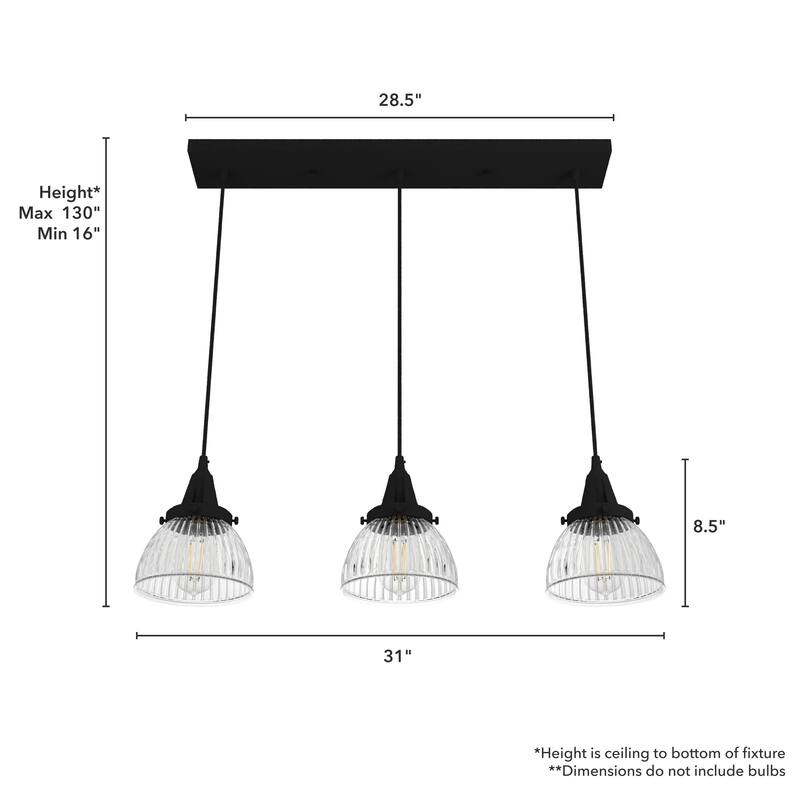 Hunter Cypress Grove 3-Light Linear Cluster Pendant - Kitchen Island, Dining Room - Industrial, Transitional, Modern