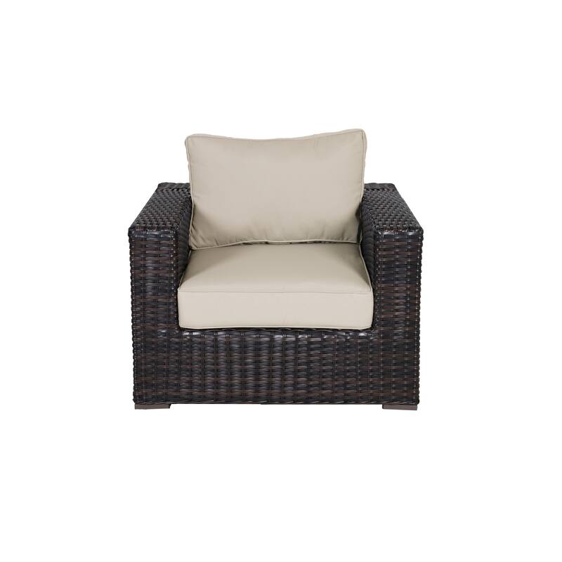 Teva Furniture Santa Monica Espresso Brown Frame Club Chair with Cushion - Light Beige