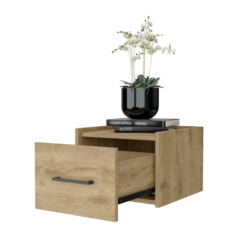 Wall-Mounted Nightstand, Sleek Single-Drawer with Spacious Top Shelf