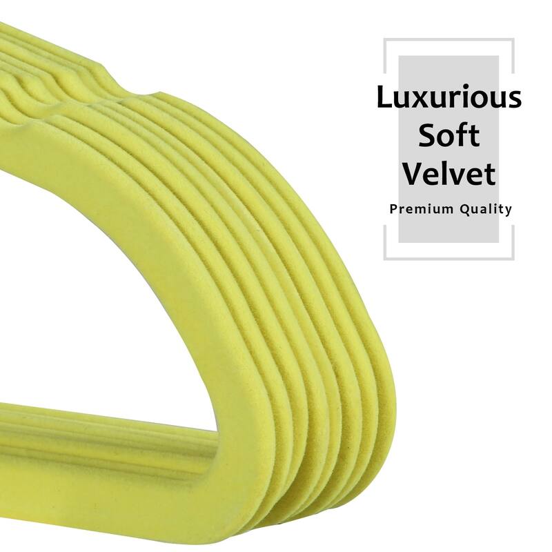 Javlergo 50/100 Pack Velvet Hangers, Heavy Duty Non Slip & Space-Saving Cloth Hangers with 6 Finger Clips & Tie Rack