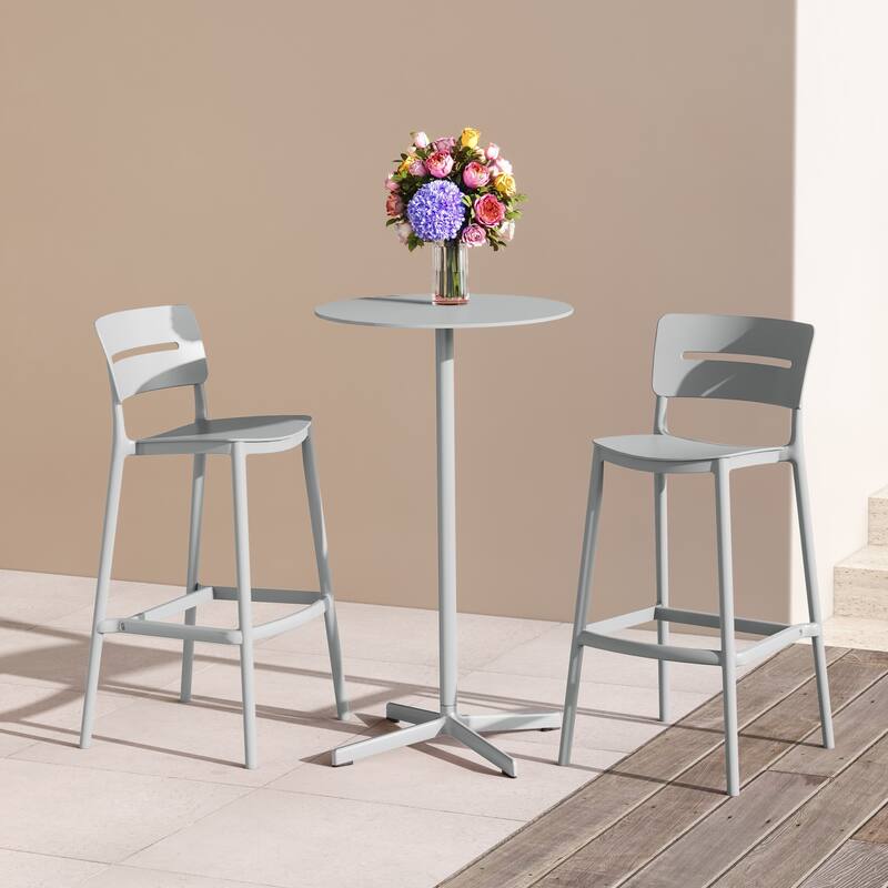 Frond and Form 29.5 Inch Outdoor Bar Stool (Set of 2)