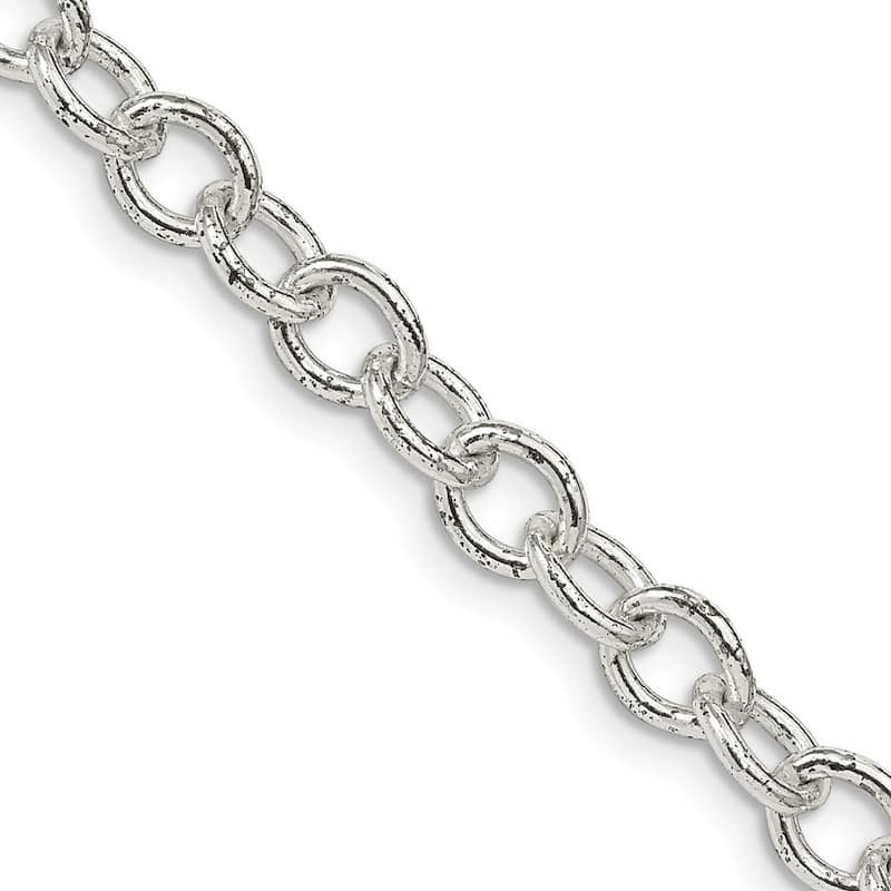 Curata 925 Sterling Silver 5.75mm Oval Cable Chain Necklace