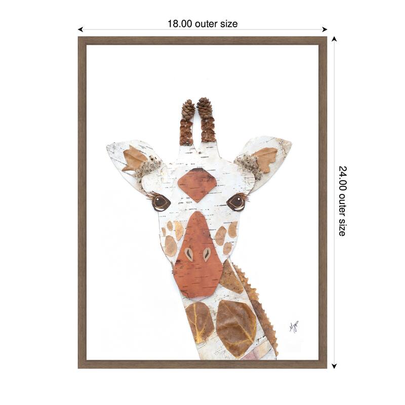 Kate and Laurel Giraffe by Madeline Jeppesen Framed Canvas Wall Art Print