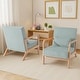 preview thumbnail 111 of 141, 25" W Mid Century Upholstered Wood Accent Chair with Pillow set of 2