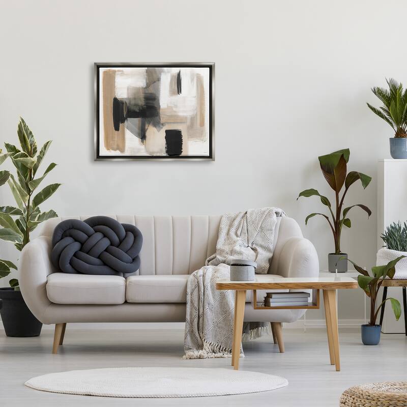 Stupell Tan & Black Collage Framed Floater Canvas Wall Art Design by Stella Chang