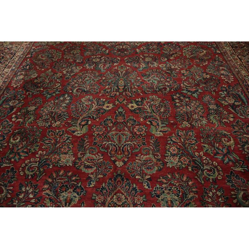 Hand Knotted Oriental 100% Wool Carpet Traditional Floral Oranges & Rust Sarouk Area Rug - 21' 3'' X 10' 7''