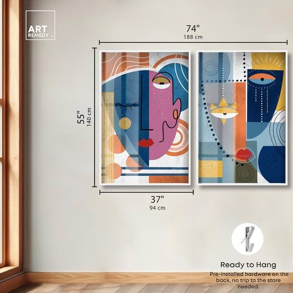 dimension image slide 17 of 18, Abstract Mask Series Living Room Set Shadowbox Print by Art Remedy