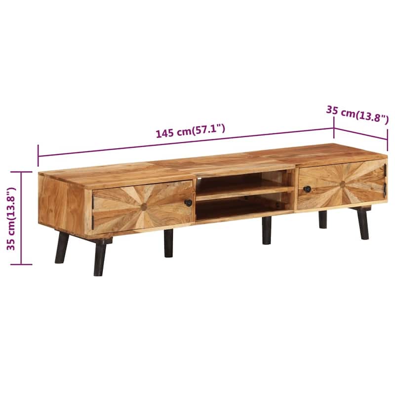 vidaXL TV Stand 57.1"x13.8"x13.8" Solid Wood Acacia - 57.1" x 13.8" x 13.8"