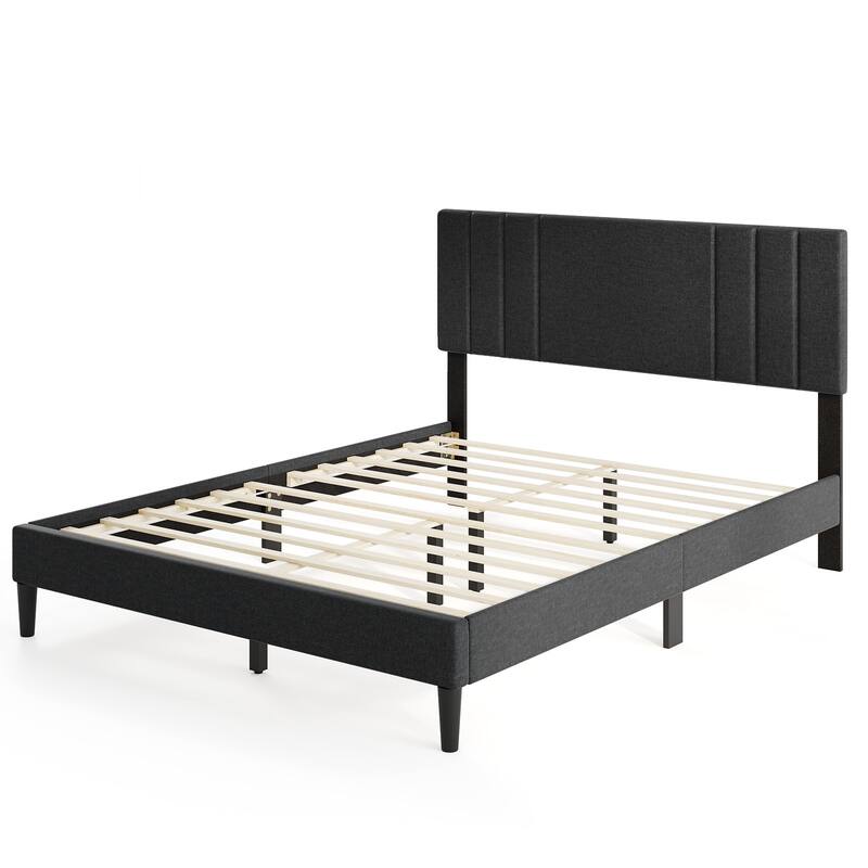 Gymax Twin / Full / Queen Size Bed Frame w/ Vertical Channel Tufted