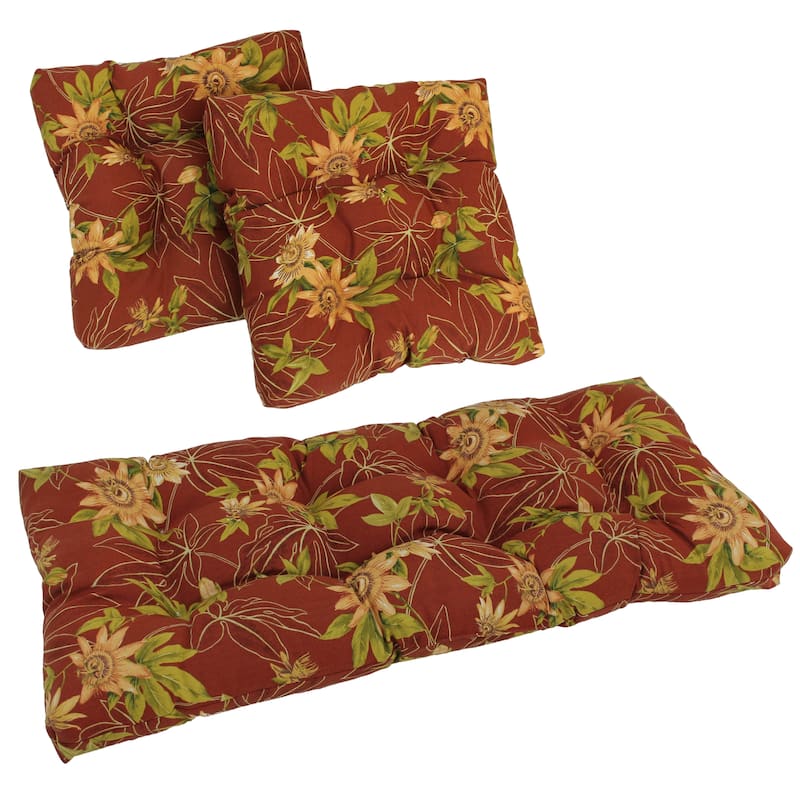 Tufted Indoor/Outdoor Settee Cushion Set (Set of 3)