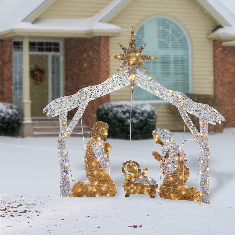 National Tree Company 55 in. Pre-lit Nativity Scene Outdoor Decoration - White - 55 in