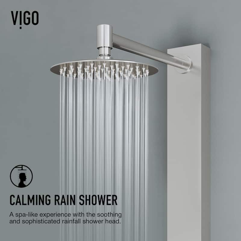 VIGO Bowery 58" H x 4" W 4-Jet Shower Panel with Round Shower Head and Tub Filler