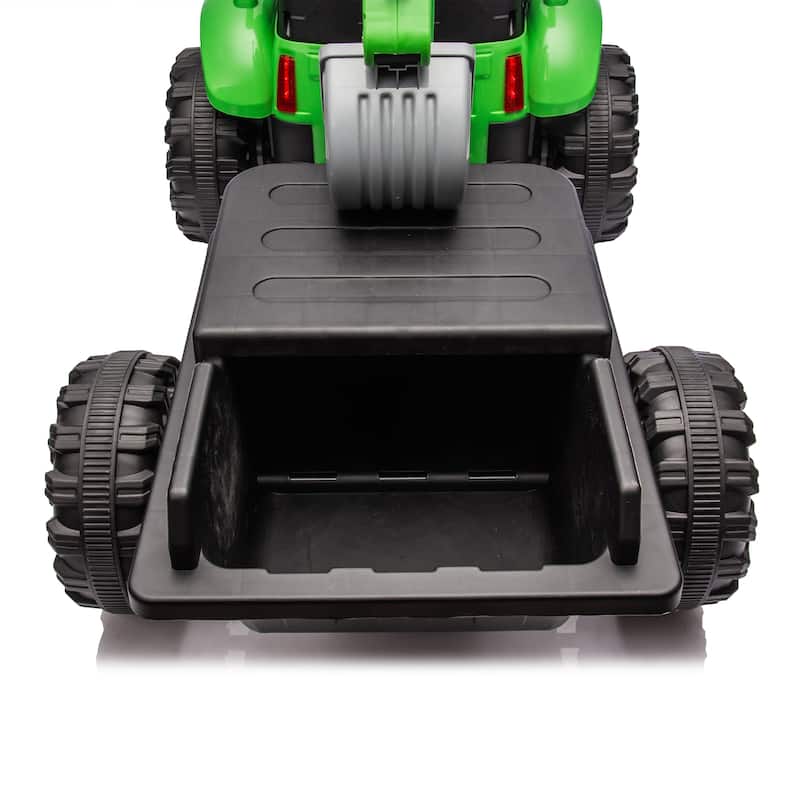 24V Kids Ride-On Electric Tractor Toy with 4-in-1 Construction Attachments w/Parent Remote Control,3-Speed Adjustable