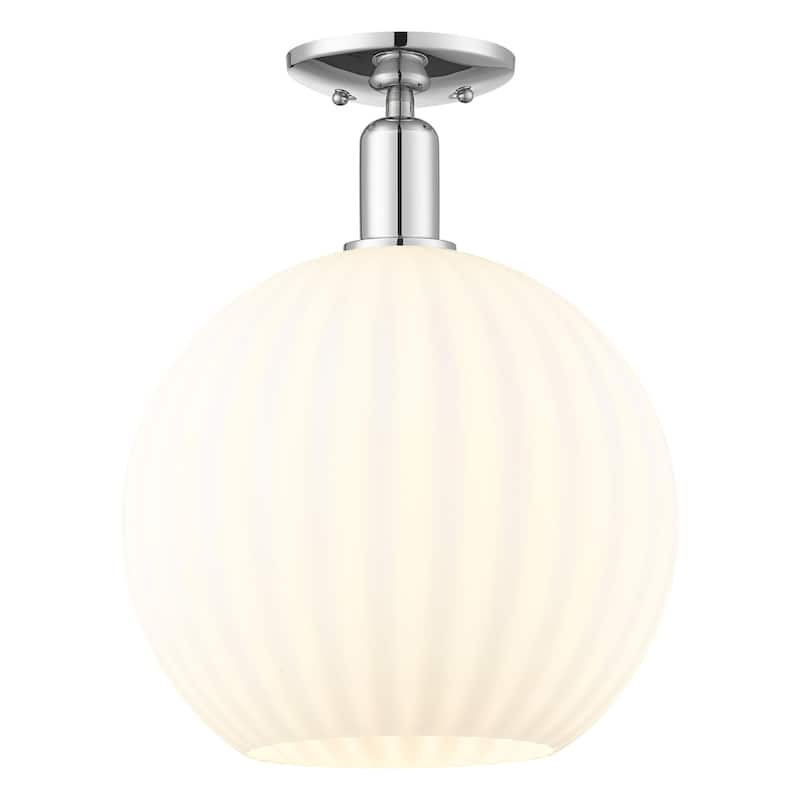 Innovations Lighting 716-1C-15-12 White Venetian Semi-Flush White - Polished Chrome / White Venetian
