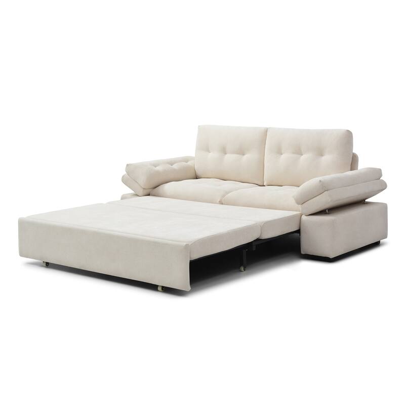 Convertible Sofa Bed, 3-in-1 Sleeper Couch Daybed with Adjustable Armrests, Loveseat Sleeper Sofa with Pull Out Bed